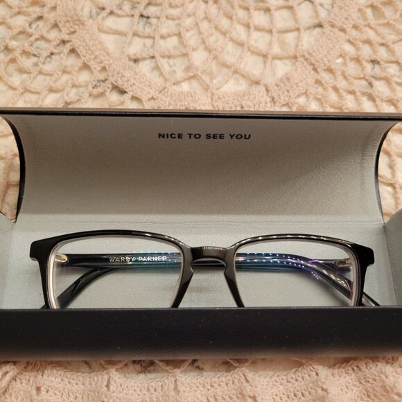 WARBY PARKER HARDY 100 MEDIUM EYEGLASSES SUNGLASSES BLACK FRAMES 51-18-145 CASE - Picture 9 of 14
